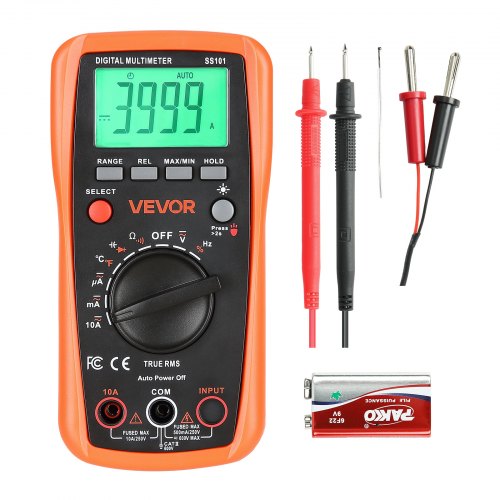 Digital multimeter, 4000-siffriga TRMS DC/AC voltmeter strömtester, multimeter med automatiskt område för ström, spänning, resistans, kapacitans, temperatur, dioder, kontinuitet, arbetscykelmätningar
