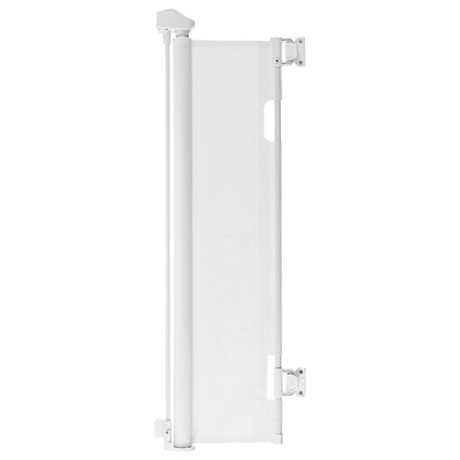 Infällbar babygrind, förlängs till 1450 mm bred, 980 mm hög, med säkerhetslås, enkel att använda, går igenom utan att snubbla, nätgrind för hundar i trappor, hallar, inomhus/utomhus, vit