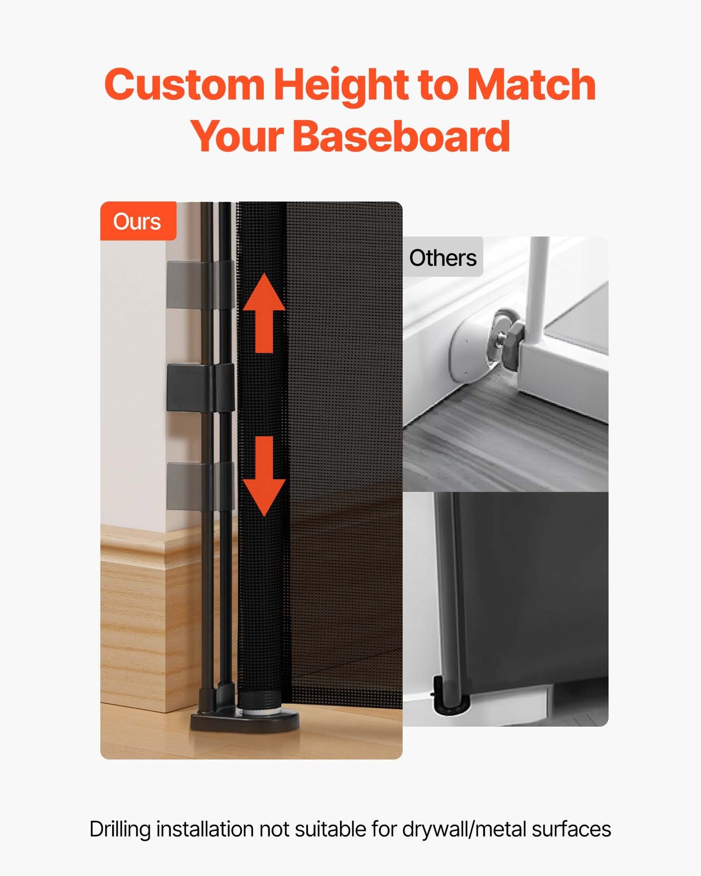 Infällbar hundgrind, förlängs till 3050 mm extra bred, 980 mm hög, med förstärkta glasfiberremsor, förhindrar att man kryper igenom, nätgrind för hundar i altaner, dörröppningar, garage, inomhus, svart