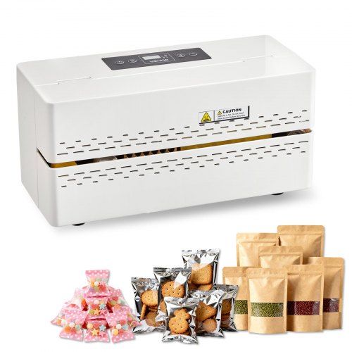 Kontinuerlig förseglingsmaskin, 8–12 mm förseglingsbredd, automatisk kontinuerlig bandförseglare med digital temperaturkontroll, automatisk avstängning, värmeförseglingsmaskin för 0,06–0,2 mm plastpåsar