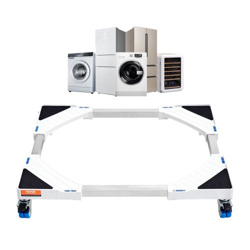 Minikylskåpsställ Universal Tvättstativ, Justerbart kylskåpsstativ med släta hjul, Tvättmaskinspiedestal Multifunktionell bas för tvättmaskin och torktumlare, 381-615 mm Bredd Utbyggbar