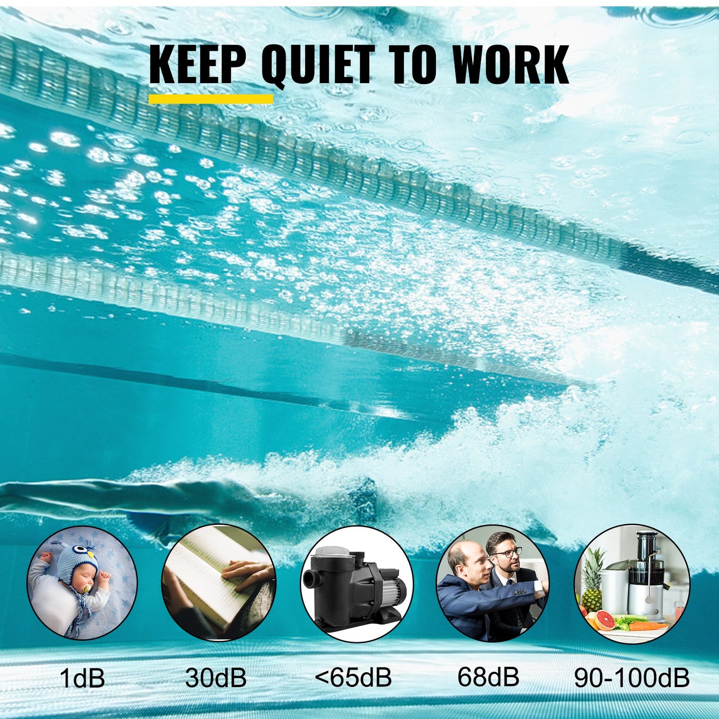 1 hk poolpump, 19200 l/h 750 W poolpump, nedgrävd poolpump med silkorg, poolpumpmotor för rent poolvatten, 1,97" inlopps-/utloppsfilterpump med 2 slangkopplingar