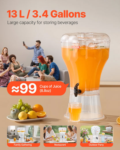 Dryckesdispenser, 13L dryckesdispenser för fester, Plastjuicedispensrar med droppfri kran, Iste-citronjuice-vattendispensrar, för restauranger, hotell, fester