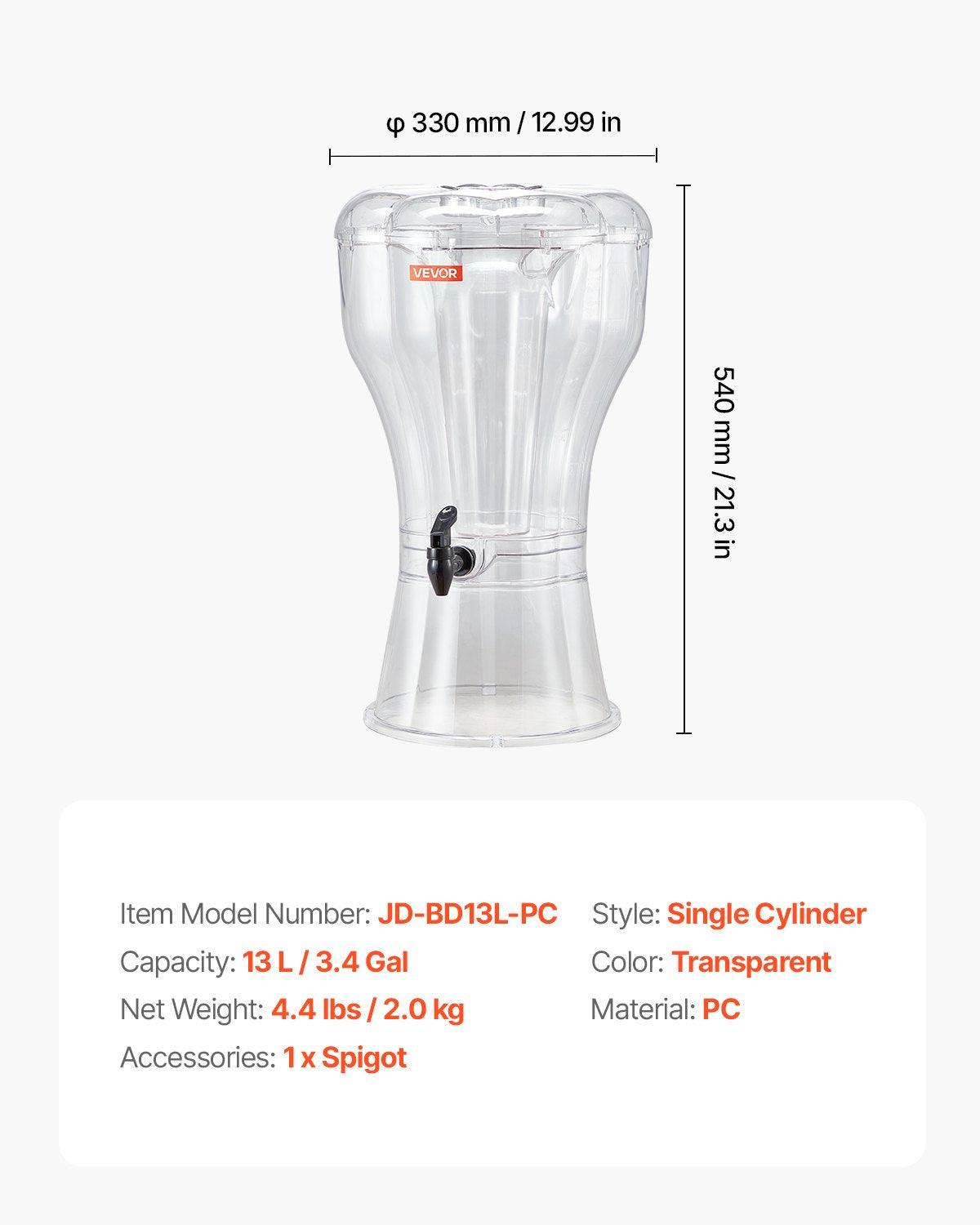 Dryckesdispenser, 13L dryckesdispenser för fester, Plastjuicedispensrar med droppfri kran, Iste-citronjuice-vattendispensrar, för restauranger, hotell, fester