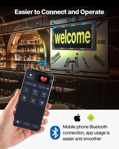 Programmerbar LED-skylt, P5 flexibel digital rullningspanel i fullfärg, gör-det-själv-anpassad textmönster GIF-display, Bluetooth APP-styrd anslagstavla för butiksreklam, inomhus 27x14 tum