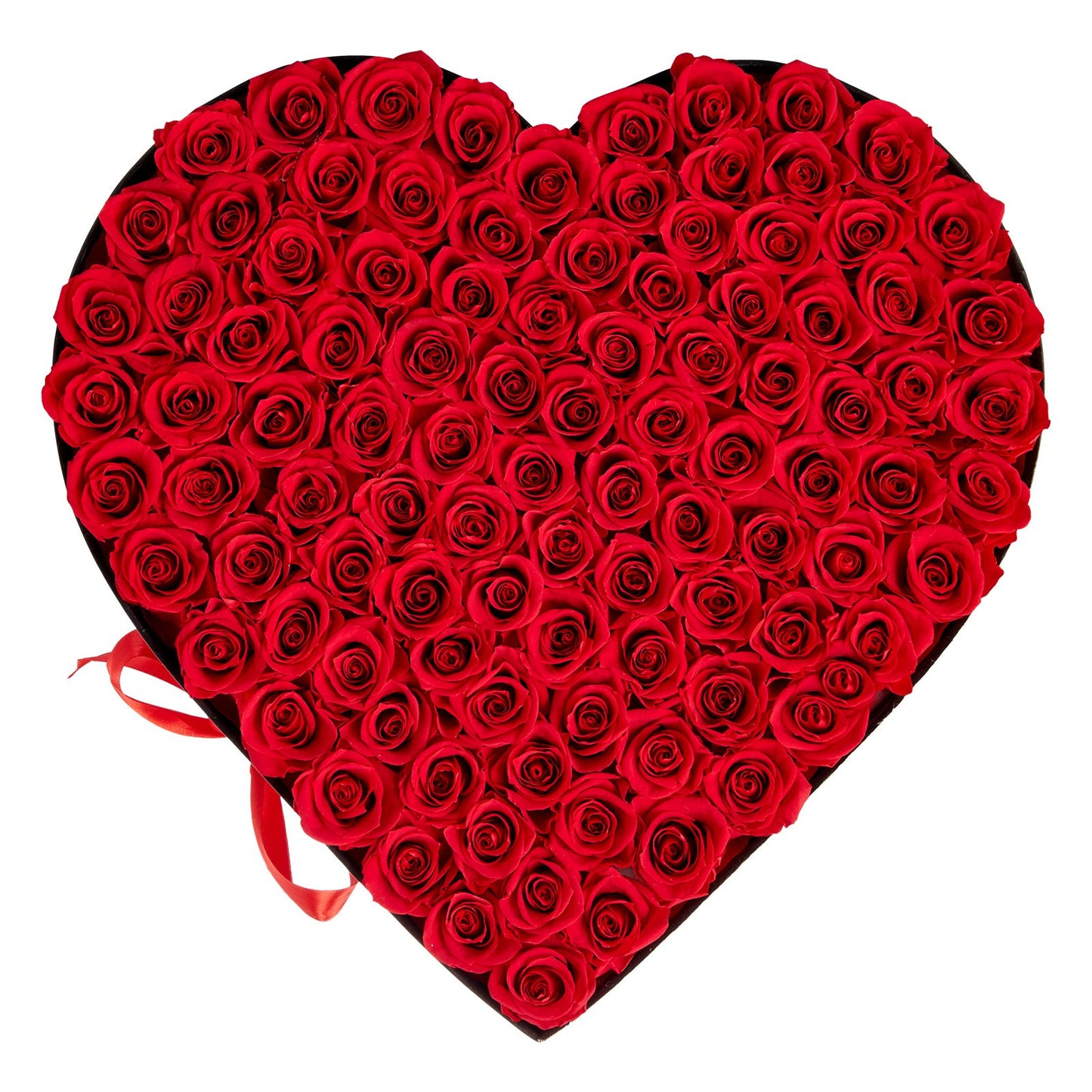 Forever Flowers, 100 konserverade rosor i en hjärtformad ask, Eternal Flowers Immortal Bukett Födelsedagspresent för kvinnor Hennes fru mödrar, årsdag, alla hjärtans dag, jul, röd