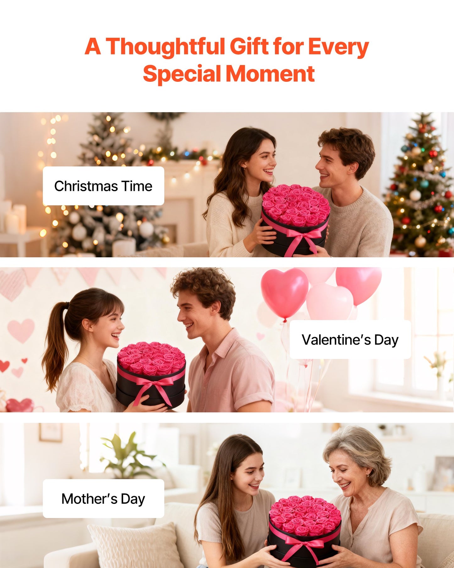 Forever Flowers, 27 konserverade rosor i en låda, Eternal Flowers Immortal Bukett Födelsedagspresent för leverans Prime Women Her Wife Mothers, Jubileum, Alla hjärtans dag, Jul, Rosröd