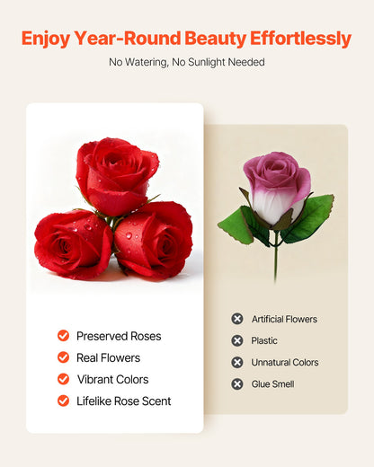 Forever Flowers, 27 konserverade rosor i en låda, Eternal Flowers Immortal Bukett Födelsedagspresent för leverans Prime Women Her Wife Mothers, Årsdag, Alla hjärtans dag, Jul, Röd