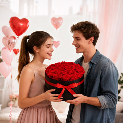 Forever Flowers, 27 konserverade rosor i en låda, Eternal Flowers Immortal Bukett Födelsedagspresent för leverans Prime Women Her Wife Mothers, Årsdag, Alla hjärtans dag, Jul, Röd