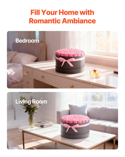 Forever Flowers, 50 konserverade rosor i en låda, Eternal Flowers Immortal Bukett Födelsedagspresent för leverans Prime Women Her Wife Mothers, Jubileum, Alla hjärtans dag, Jul, Söt Rosa