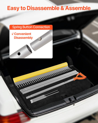 Landskapskratta, 914 mm brett huvud, 3380 mm handtag, stor kraftig lövkratta i aluminium, asfaltsvattenpass för att luckra upp jord, trädgård och uteplats, dammgrus och strandgräsmatta, 15,8 m rep