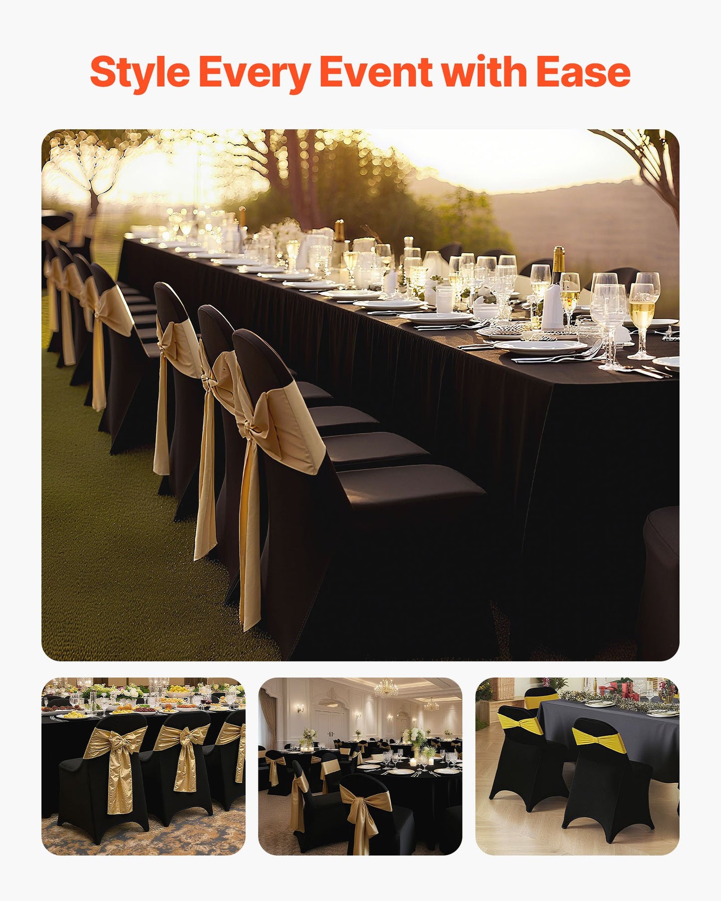 150 st svarta stolsöverdrag, polyesterspandex stolsöverdrag, stretchöverdrag för bröllopsfest, middag, bankett, platt front, passar stolsmått upp till 17,72 x 18,11 x 30,31 tum