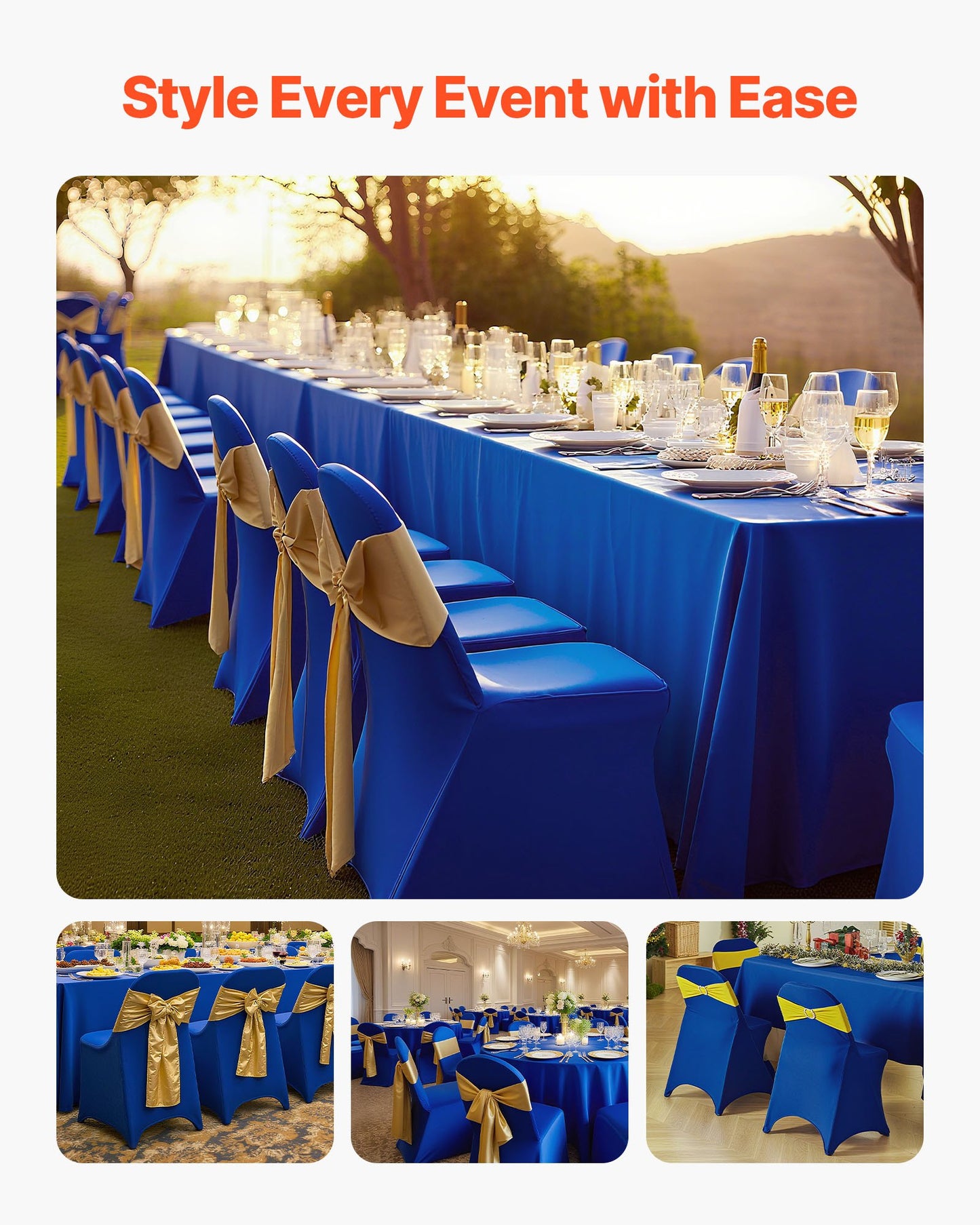 50 st blå stolsöverdrag, polyester spandex stolsöverdrag, stretchöverdrag för bröllopsfest middag bankett stolsöverdrag med platt front, passar stolsmått upp till 17,72 x 18,11 x 30,31 tum