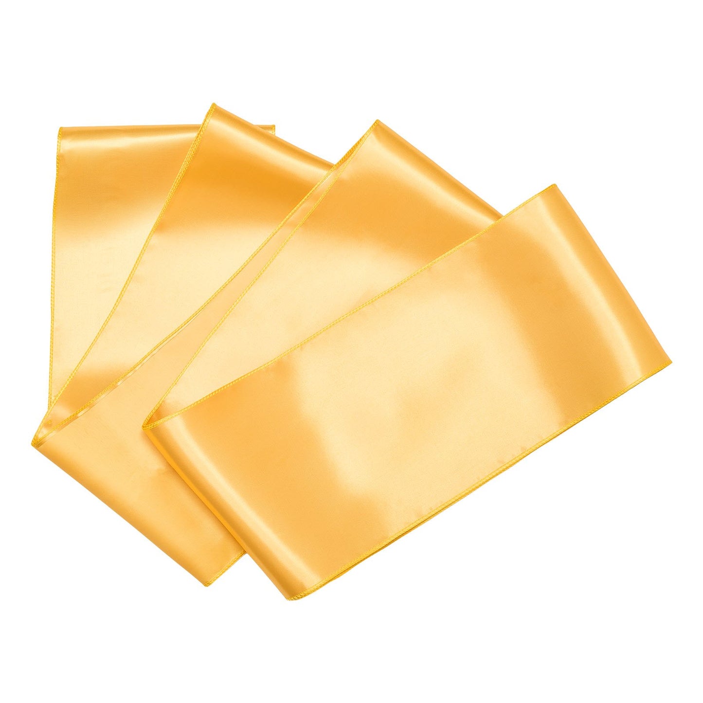 Satinstolsbågar med rosetter, 100 st stolsband med band, 7 x 108 tum, guldfärgad bröllopsdekoration, för bröllopsceremoni, babyshower, fest, evenemang, bankett, stolsöverdrag