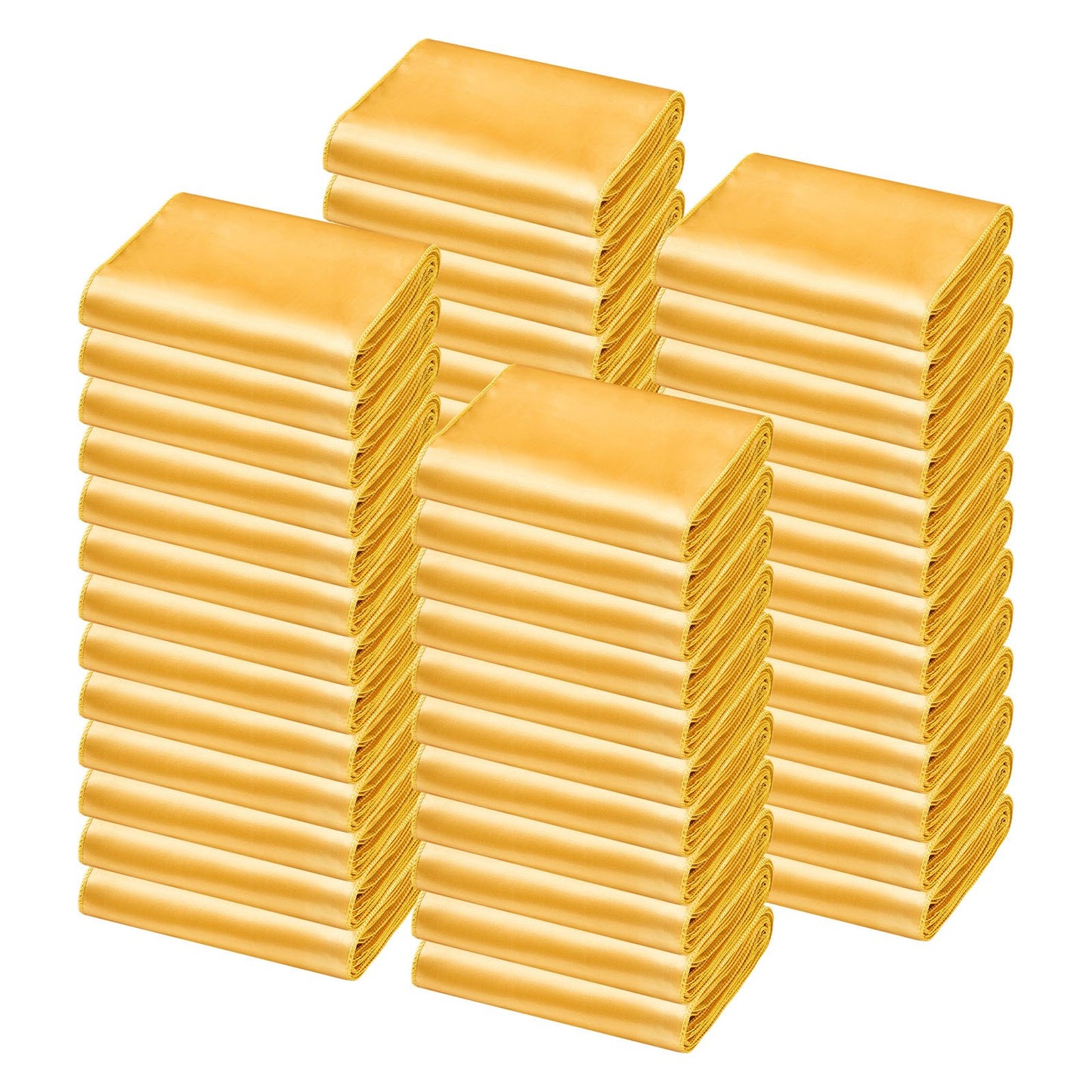 Satinstolsbågar med rosetter, 100 st stolsband med band, 7 x 108 tum, guldfärgad bröllopsdekoration, för bröllopsceremoni, babyshower, fest, evenemang, bankett, stolsöverdrag