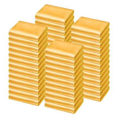 Satinstolsbågar med rosetter, 100 st stolsband med band, 7 x 108 tum, guldfärgad bröllopsdekoration, för bröllopsceremoni, babyshower, fest, evenemang, bankett, stolsöverdrag