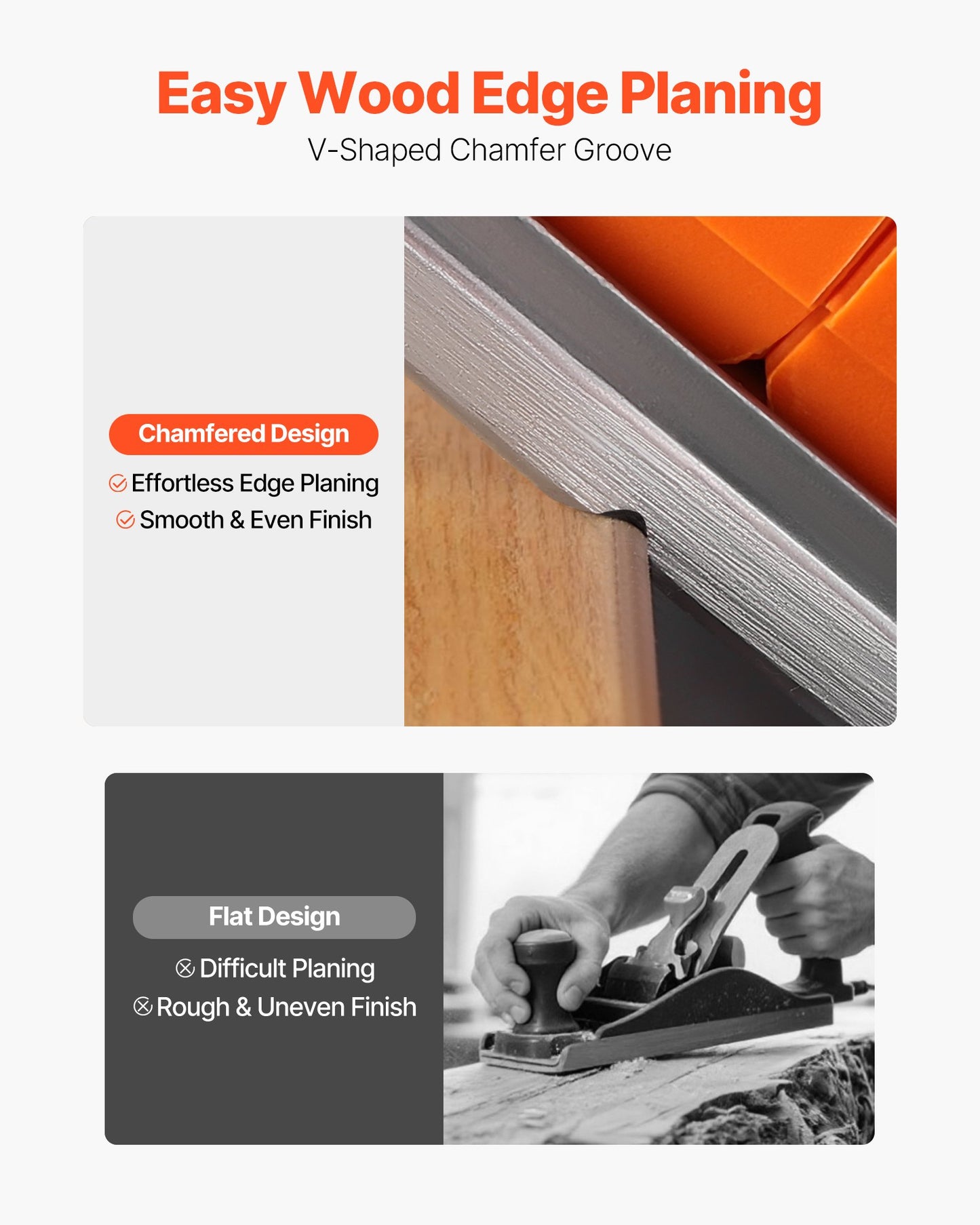 Elektrisk handhyvel, 82 mm skärbredd, 650W 16800 RPM Sladdansluten handhyvel för trä, med justerbart skärdjup, 2 blad, för träbearbetning, träfas, gör-det-själv, slät yta, snickeriverktyg