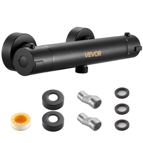 Termostatisk duschkranventil, 38℃ säkert lås termostatisk duschventil trimkit, varm-kallvatten duschkran temperaturreglerventiler med elektroforetisk beläggning för badrum, husbil