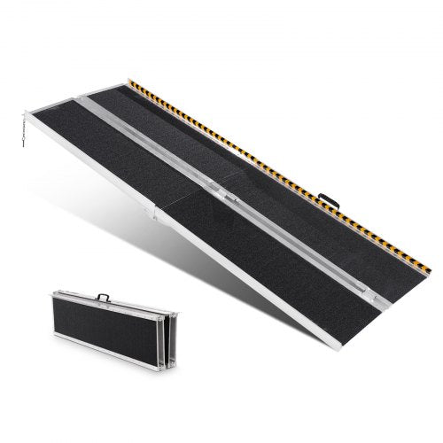 Bärbar rullstolsramp, 243,8 cm 363 kg kapacitet, halkfri hopfällbar tröskelramp i aluminium, hopfällbar scooterramp, rullstolsramp, handikappramp för hemtrappor, trappor, dörröppningar, trottoarkanter