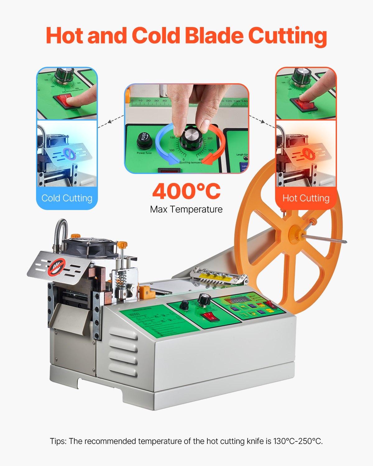 Automatisk bandskärmaskin, varm- och kallbandsskärmaskin med justerbar temperatur och LCD-display, blixtlåsskärare för nylonband, resårband, skosnören