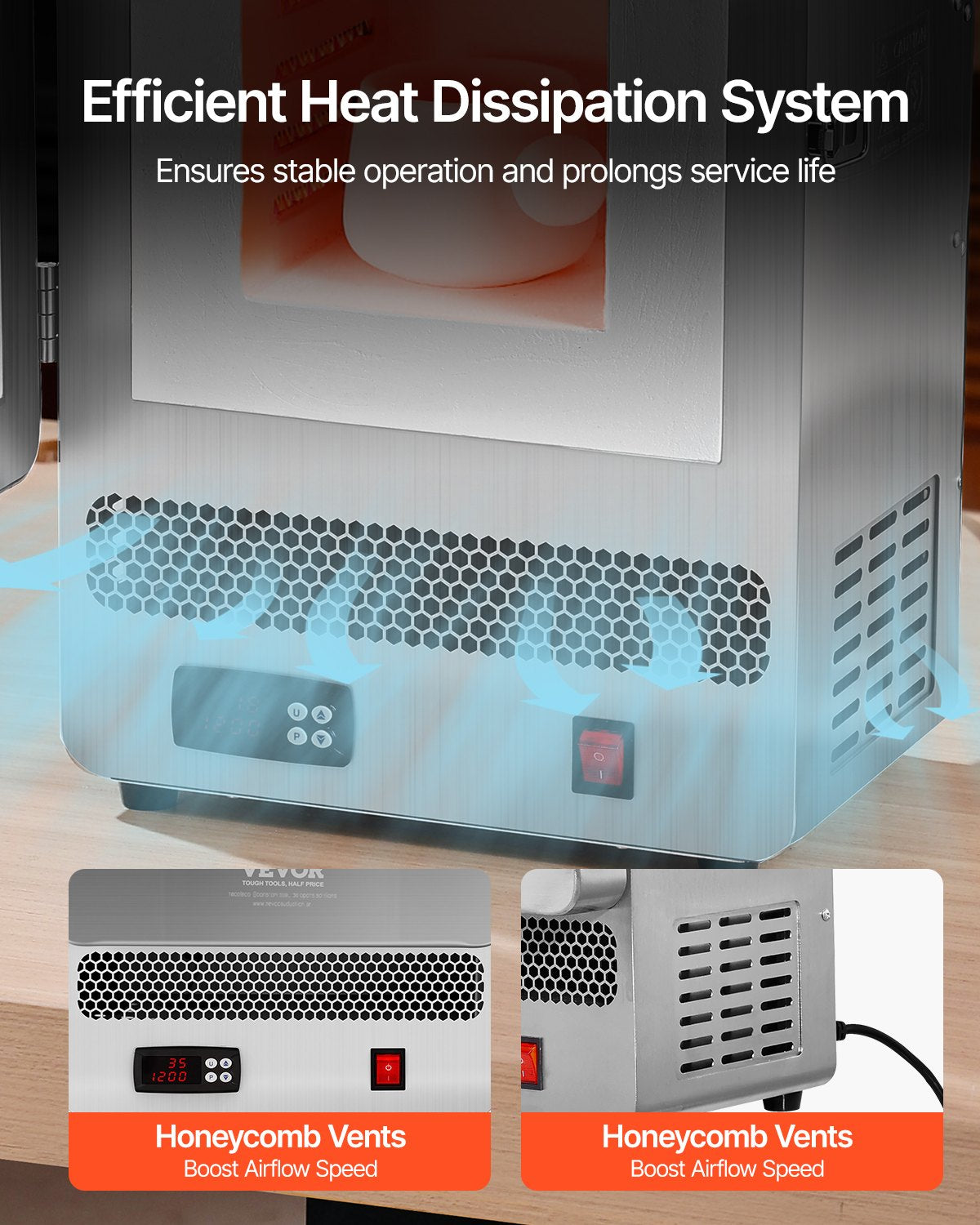 Bordsmältningsugn, 1500W kraftfull elektrisk ugn, maxtemperatur 2192℉ / 1200℃, rostfritt stål, guldsmältningsugn för vaxgjutning, lera DIY, metallhärdning, glasering på keramik, silver