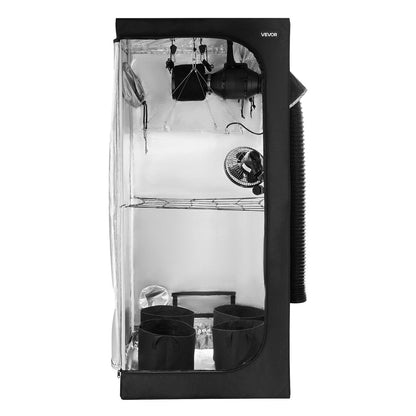 Inomhusväxttältkit, 80 x 80 x 180 cm, inomhusväxttält med fullspektrum LED-växtljus och ventilationssystem, 600D högreflekterande Mylar, odlingstält för blomstergrönsaker