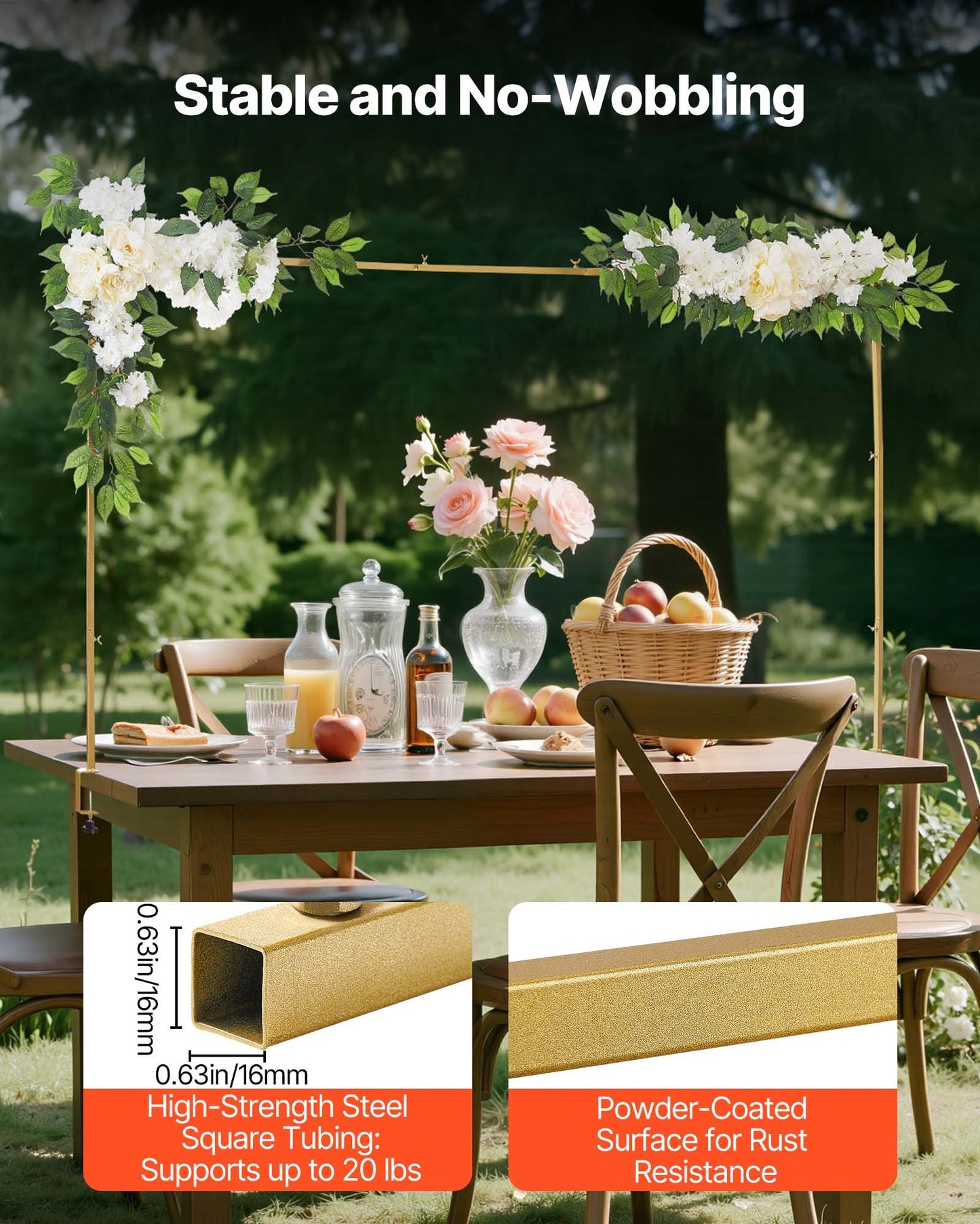 Stativ över bordet med klämmor, justerbar 71-249 cm längd och 33-106 cm höjd, bordsbågsstativ med blomstertillbehör, guldfärgad ballongram för bröllop, födelsedagsfest, juldekoration