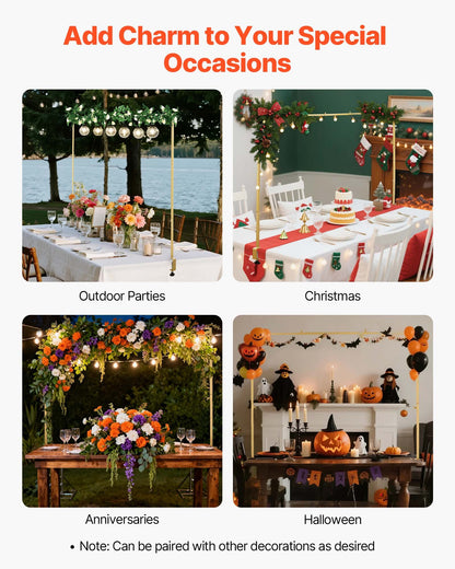 Stativ över bordet med klämmor, justerbar 71-249 cm längd och 33-106 cm höjd, bordsbågsstativ med blomstertillbehör, guldfärgad ballongram för bröllop, födelsedagsfest, juldekoration