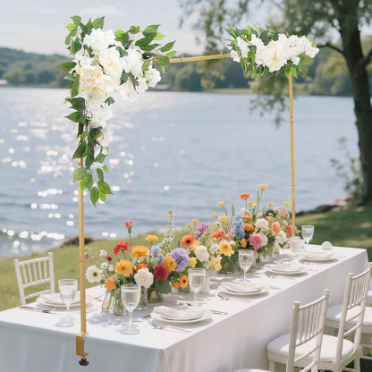 Stativ över bordet med klämmor, justerbar 71-249 cm längd och 33-106 cm höjd, bordsbågsstativ med blomstertillbehör, guldfärgad ballongram för bröllop, födelsedagsfest, juldekoration