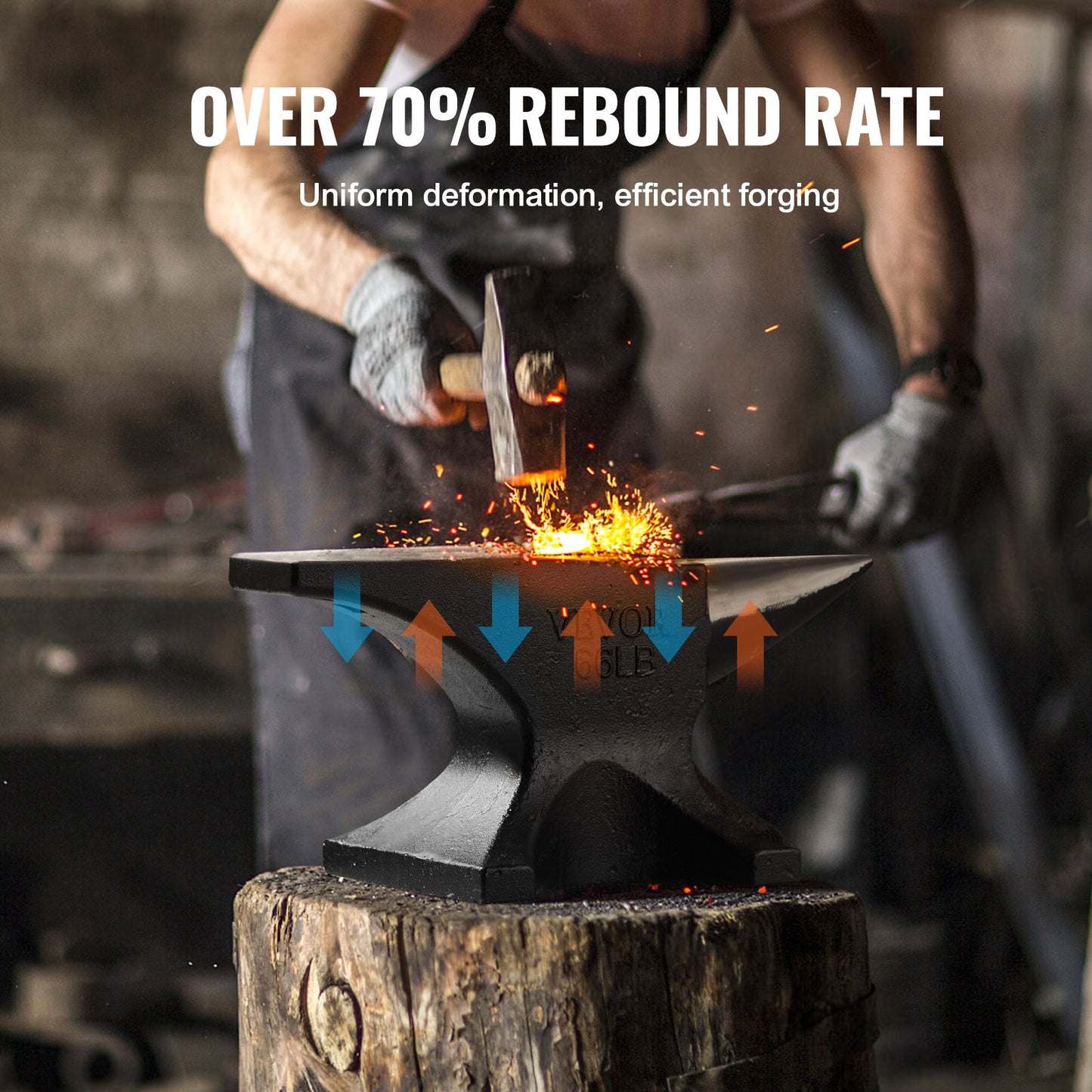 Städ i ett horn, 29,9 kg städ i gjutstål, hög hårdhet, robust runt hornstäd för smed, stor bänkskiva och stabil bas, med runt och fyrkantigt hål, metallsmedsverktyg för böjning och formning