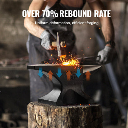 Städ i ett horn, 29,9 kg städ i gjutstål, hög hårdhet, robust runt hornstäd för smed, stor bänkskiva och stabil bas, med runt och fyrkantigt hål, metallsmedsverktyg för böjning och formning