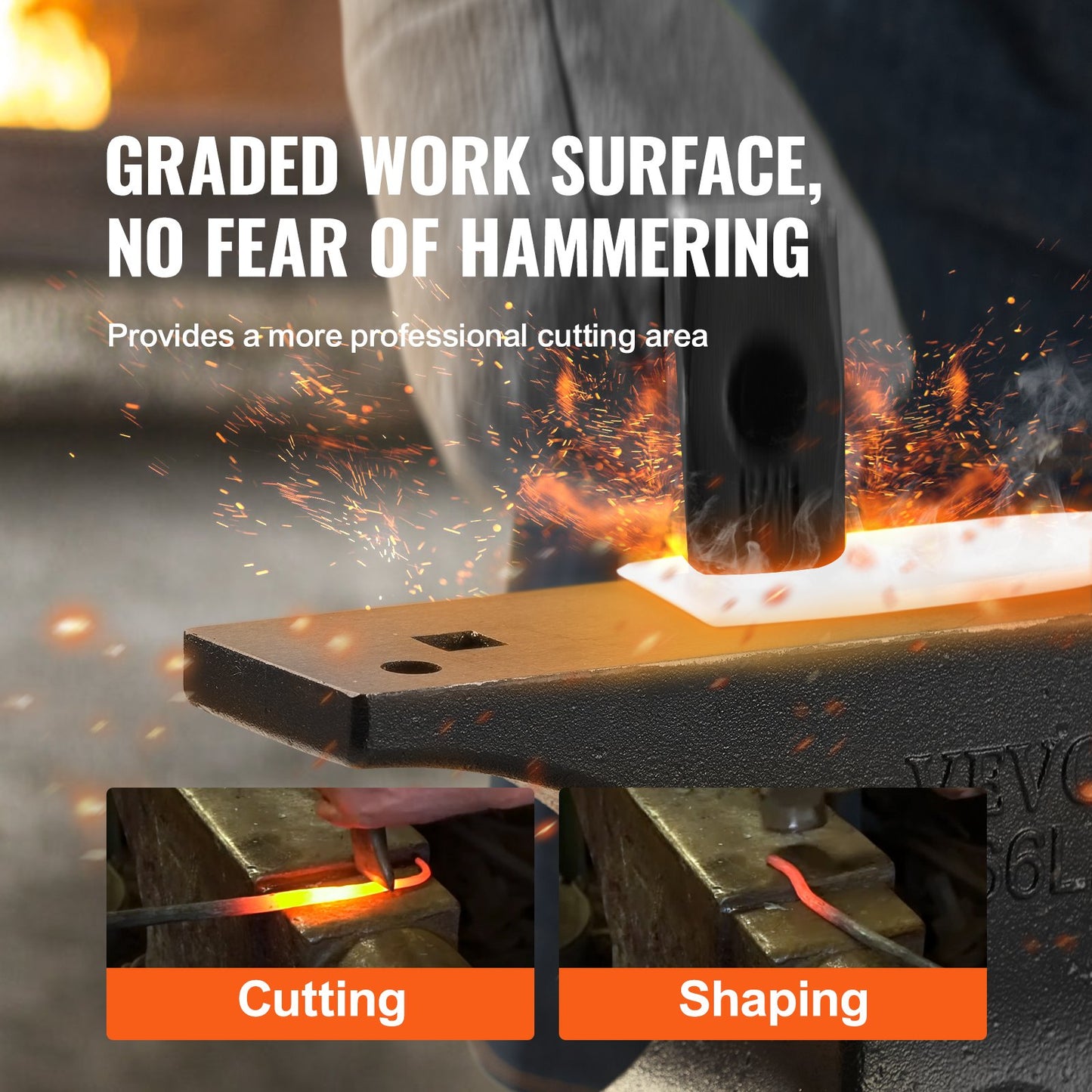 Städ i ett horn, 29,9 kg städ i gjutstål, hög hårdhet, robust runt hornstäd för smed, stor bänkskiva och stabil bas, med runt och fyrkantigt hål, metallsmedsverktyg för böjning och formning