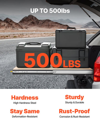 1 par lådskenor med full utdragbar låda 16 18 20 24 30 35 37,4 59 24 32 36 40 48 60 tum, 500 lbs lastkapacitet Låsbara lådskenor, kullager med låsbar sidomonterad lådskena