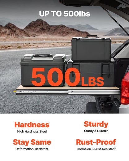 1 par lådskenor med full utdragbar låda 16 18 20 24 30 35 37,4 59 24 32 36 40 48 60 tum, 500 lbs lastkapacitet Låsbara lådskenor, kullager med låsbar sidomonterad lådskena