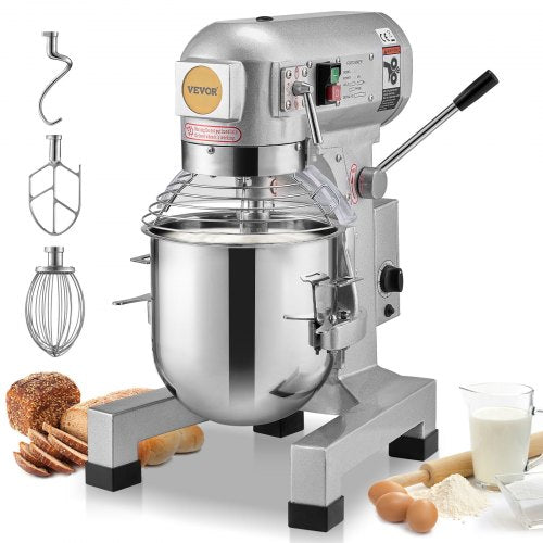 Commercial Food Mixer, 28.5L Commercial Stand Mixer with 3 Adjustable Speeds, 1100W Dough Mixer with Stainless Steel Bowl and 3 Mixing Attachments, Ideal for Restaurant, Bakery, Pastry shop, Caf
