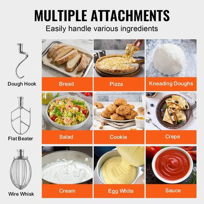 Kommersiell matberedare, 28,5L kommersiell köksmaskin med 3 justerbara hastigheter, 1100W degblandare med skål i rostfritt stål och 3 blandningstillbehör, Perfekt för restaurang, bageri, konditori, café