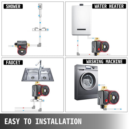 Varmvattencirkulationspump 15 mm (0,6 tum) 220V 20 L/min (5,3 GPM) 90W vattenboosterpump 0,8A för bar elektronisk automatisk hemdusch tvättmaskin